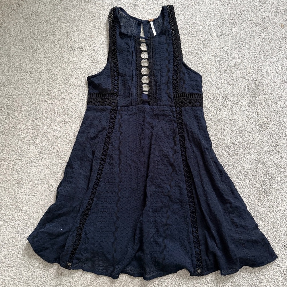 Free People Navy Dress with Black Accents